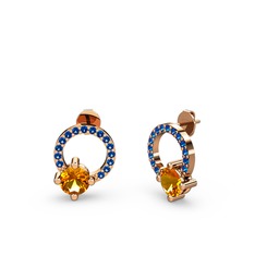 Sima Taşlı Küpe - Sitrin ve lab safir 925 ayar rose altın kaplama gümüş küpe #jlvy78