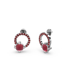 Sima Taşlı Küpe - Kök yakut ve garnet 18 ayar beyaz altın küpe #jx6atc