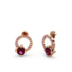 Sima Taşlı Küpe - Rodolit garnet ve kök yakut 925 ayar rose altın kaplama gümüş küpe #kizzum