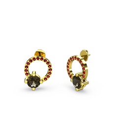 Sima Taşlı Küpe - Dumanlı kuvars ve garnet 8 ayar altın küpe #kofj1q