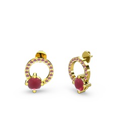 Sima Taşlı Küpe - Kök yakut 18 ayar altın küpe #lg0e86