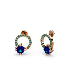 Sima Taşlı Küpe - Lab safir ve kök zümrüt 925 ayar rose altın kaplama gümüş küpe #nyww3k