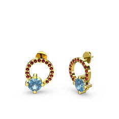 Sima Taşlı Küpe - Akuamarin ve garnet 925 ayar altın kaplama gümüş küpe #pfqmzo