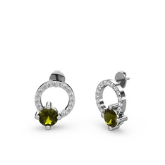 Sima Taşlı Küpe - Peridot ve swarovski 8 ayar beyaz altın küpe #r3m1d8