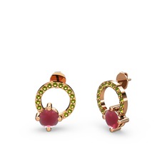 Sima Taşlı Küpe - Kök yakut ve peridot 925 ayar rose altın kaplama gümüş küpe #r4xg6k