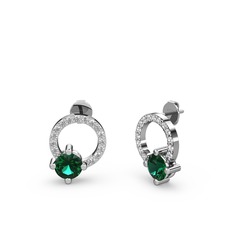Yeşil kuvars ve swarovski 18 ayar beyaz altın küpe