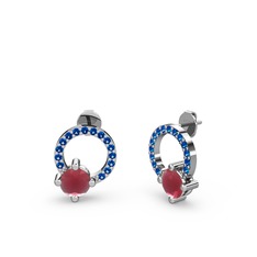 Kök yakut ve lab safir 925 ayar gümüş küpe