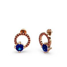 Sima Taşlı Küpe - Lab safir ve garnet 14 ayar rose altın küpe #swidi4