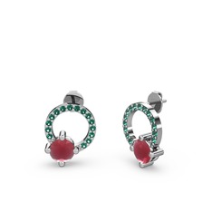 Sima Taşlı Küpe - Kök yakut ve yeşil kuvars 925 ayar gümüş küpe #ubxdoq