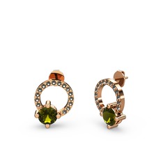 Sima Taşlı Küpe - Peridot ve dumanlı kuvars 18 ayar rose altın küpe #up0fnx
