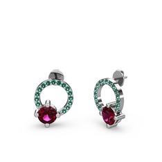Sima Taşlı Küpe - Rodolit garnet ve yeşil kuvars 8 ayar beyaz altın küpe #usd1s