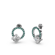 Sima Taşlı Küpe - Swarovski ve kök zümrüt 925 ayar gümüş küpe #ux8f34