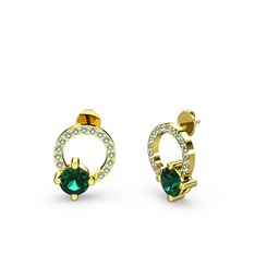 Sima Taşlı Küpe - Yeşil kuvars ve akuamarin 925 ayar altın kaplama gümüş küpe #wwpj4i