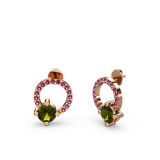 Sima Taşlı Küpe - Peridot ve rodolit garnet 925 ayar rose altın kaplama gümüş küpe #yk27cl