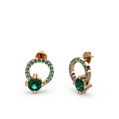 Sima Taşlı Küpe - Yeşil kuvars 18 ayar rose altın küpe #z8fmzu