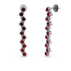 Garnet 18 ayar beyaz altın küpe
