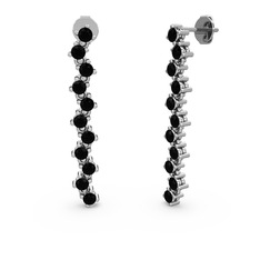 Rosen Küpe - Siyah zirkon 925 ayar gümüş küpe #1072kjp