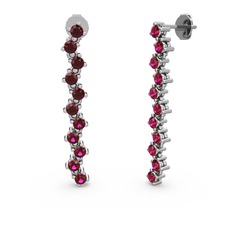 Rosen Küpe - Rodolit garnet 18 ayar beyaz altın küpe #13opvmd