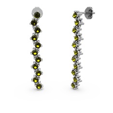 Peridot 18 ayar beyaz altın küpe
