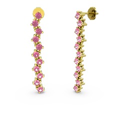 Rosen Küpe - Pembe kuvars 14 ayar altın küpe #ow48nc