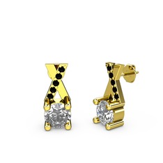 Swarovski ve siyah zirkon 8 ayar altın küpe