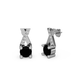 Taşlı Daire X Küpe - Siyah zirkon ve swarovski 18 ayar beyaz altın küpe #12h5yf9