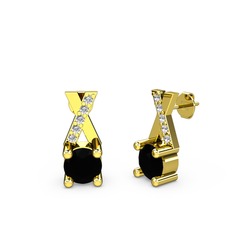 Siyah zirkon ve swarovski 925 ayar altın kaplama gümüş küpe