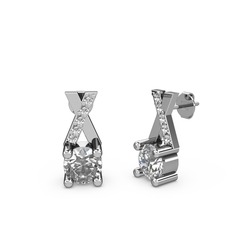 Taşlı Daire X Küpe - Swarovski ve pırlanta 14 ayar beyaz altın küpe (0.088 karat) #16rxlzs