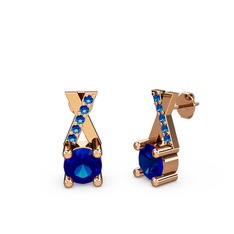 Taşlı Daire X Küpe - Lab safir 14 ayar rose altın küpe #1aejkbv