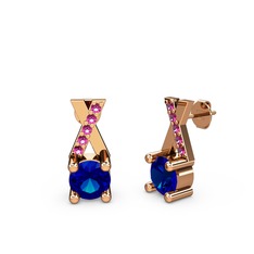 Lab safir ve rodolit garnet 18 ayar rose altın küpe