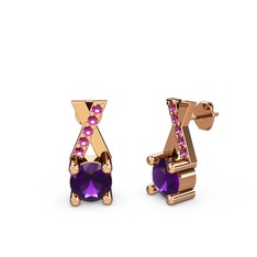 Ametist ve rodolit garnet 18 ayar rose altın küpe