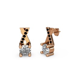 Beyaz zirkon ve siyah zirkon 8 ayar rose altın küpe