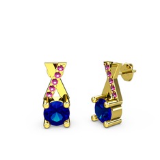 Lab safir ve rodolit garnet 14 ayar altın küpe