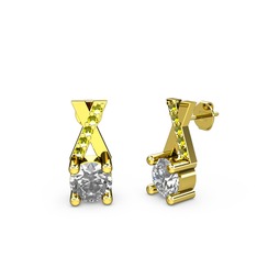 Beyaz zirkon ve peridot 925 ayar altın kaplama gümüş küpe