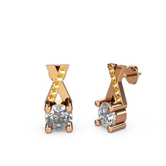 Swarovski ve sitrin 925 ayar rose altın kaplama gümüş küpe