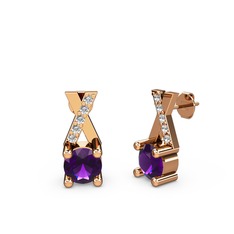 Ametist ve swarovski 14 ayar rose altın küpe
