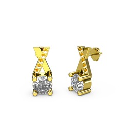 Taşlı Daire X Küpe - Beyaz zirkon ve sitrin 18 ayar altın küpe #1xw98rf