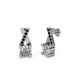 Swarovski ve siyah zirkon 18 ayar beyaz altın küpe