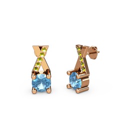 Taşlı Daire X Küpe - Akuamarin ve peridot 925 ayar rose altın kaplama gümüş küpe #5q6f8r