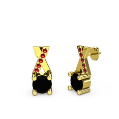 Siyah zirkon ve garnet 18 ayar altın küpe