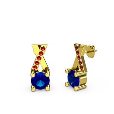 Lab safir ve garnet 18 ayar altın küpe