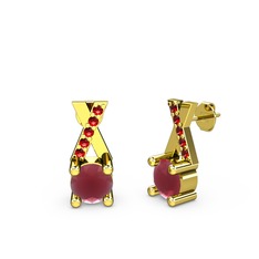 Kök yakut ve garnet 18 ayar altın küpe