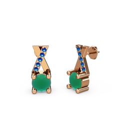 Taşlı Daire X Küpe - Kök zümrüt ve lab safir 8 ayar rose altın küpe #creqep