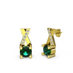 Taşlı Daire X Küpe - Yeşil kuvars ve swarovski 925 ayar altın kaplama gümüş küpe #d6d8jx