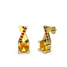 Sitrin ve garnet 8 ayar altın küpe