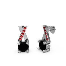 Siyah zirkon ve garnet 925 ayar gümüş küpe