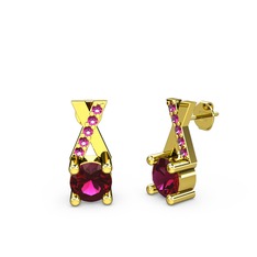 Rodolit garnet 8 ayar altın küpe