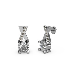 Taşlı Daire X Küpe - Swarovski ve dumanlı kuvars 8 ayar beyaz altın küpe #lgd2h7