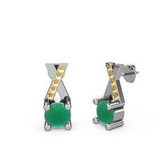 Taşlı Daire X Küpe - Kök zümrüt ve sitrin 925 ayar gümüş küpe #nwp7hx