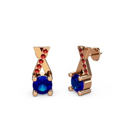 Taşlı Daire X Küpe - Lab safir ve garnet 14 ayar rose altın küpe #qjez26